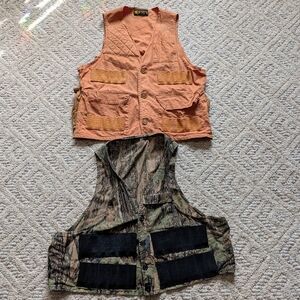 Vintage 70-80's Retro Duck Hunting Vests Camo Canvas Bundle BOGO